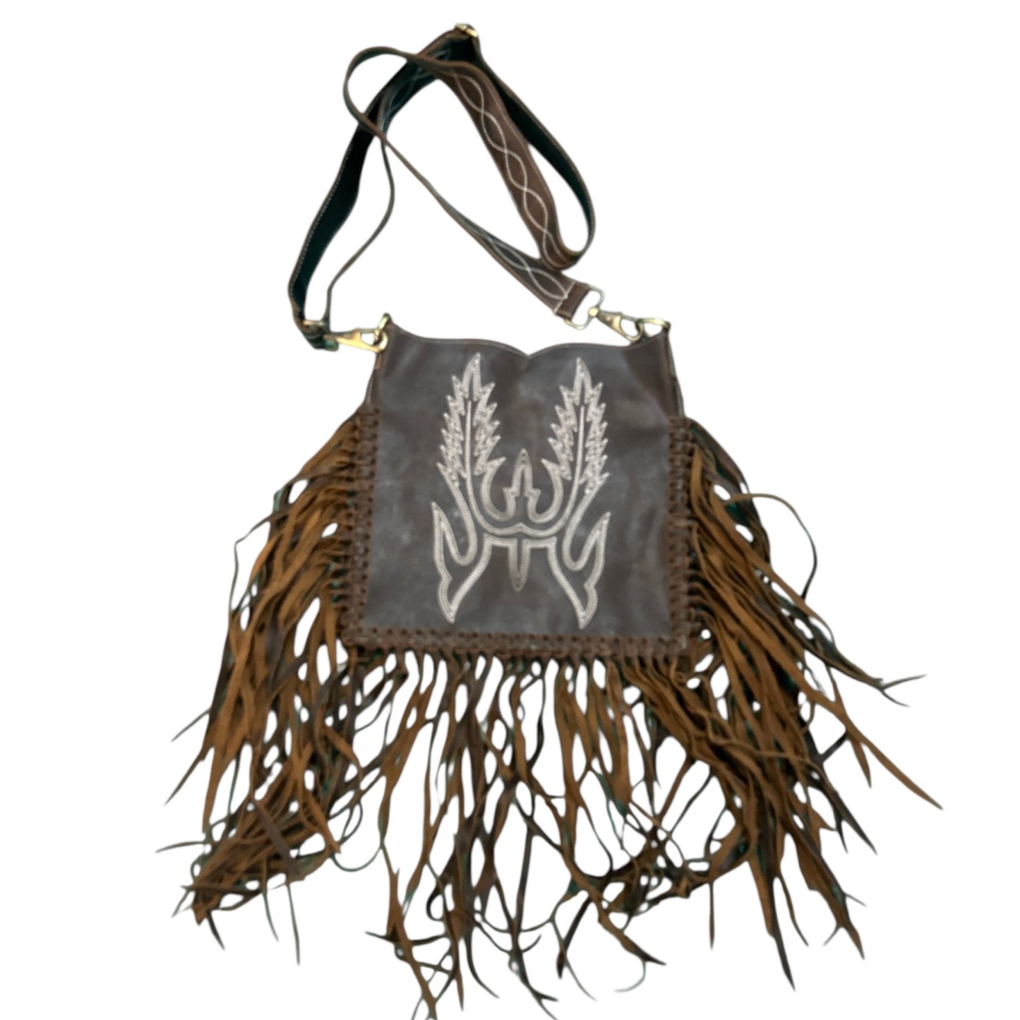 Boot Stitch Crossbody Fringe Purse-1