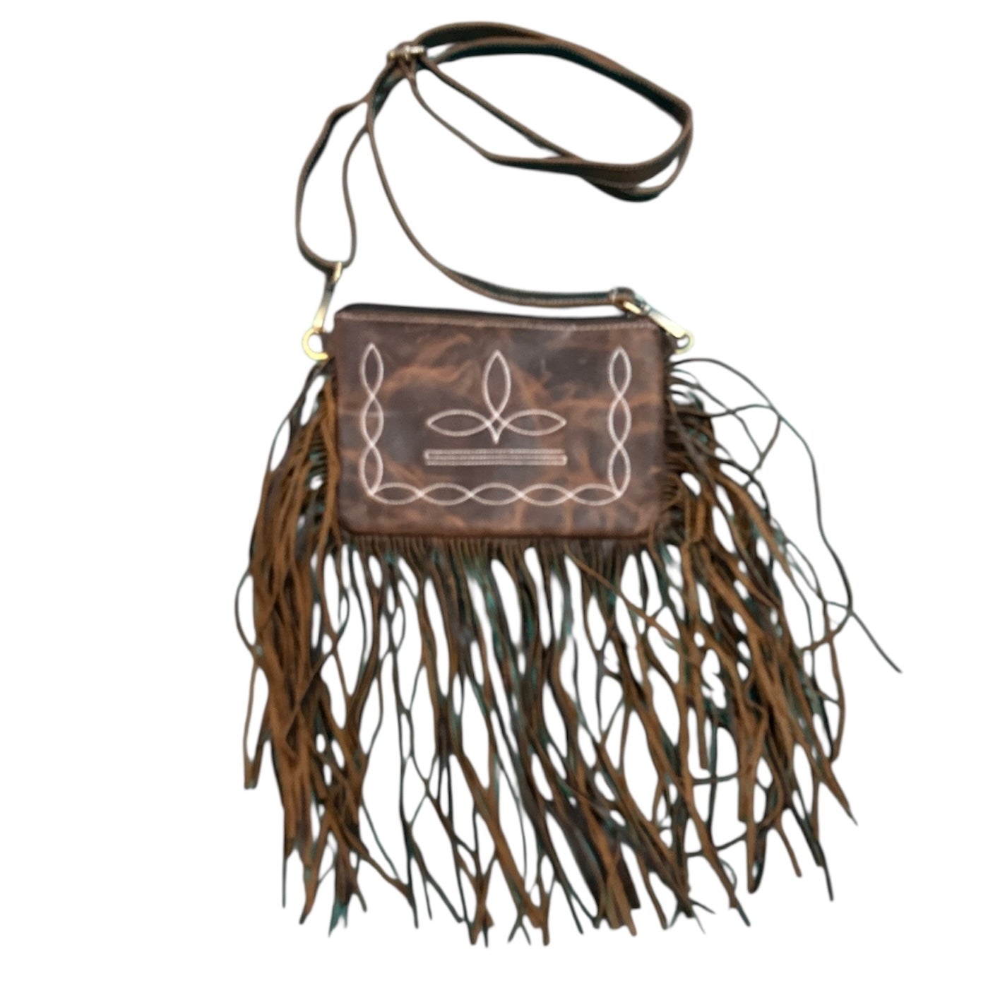 Mini Boot Stitch Crossbody Fringe Purse