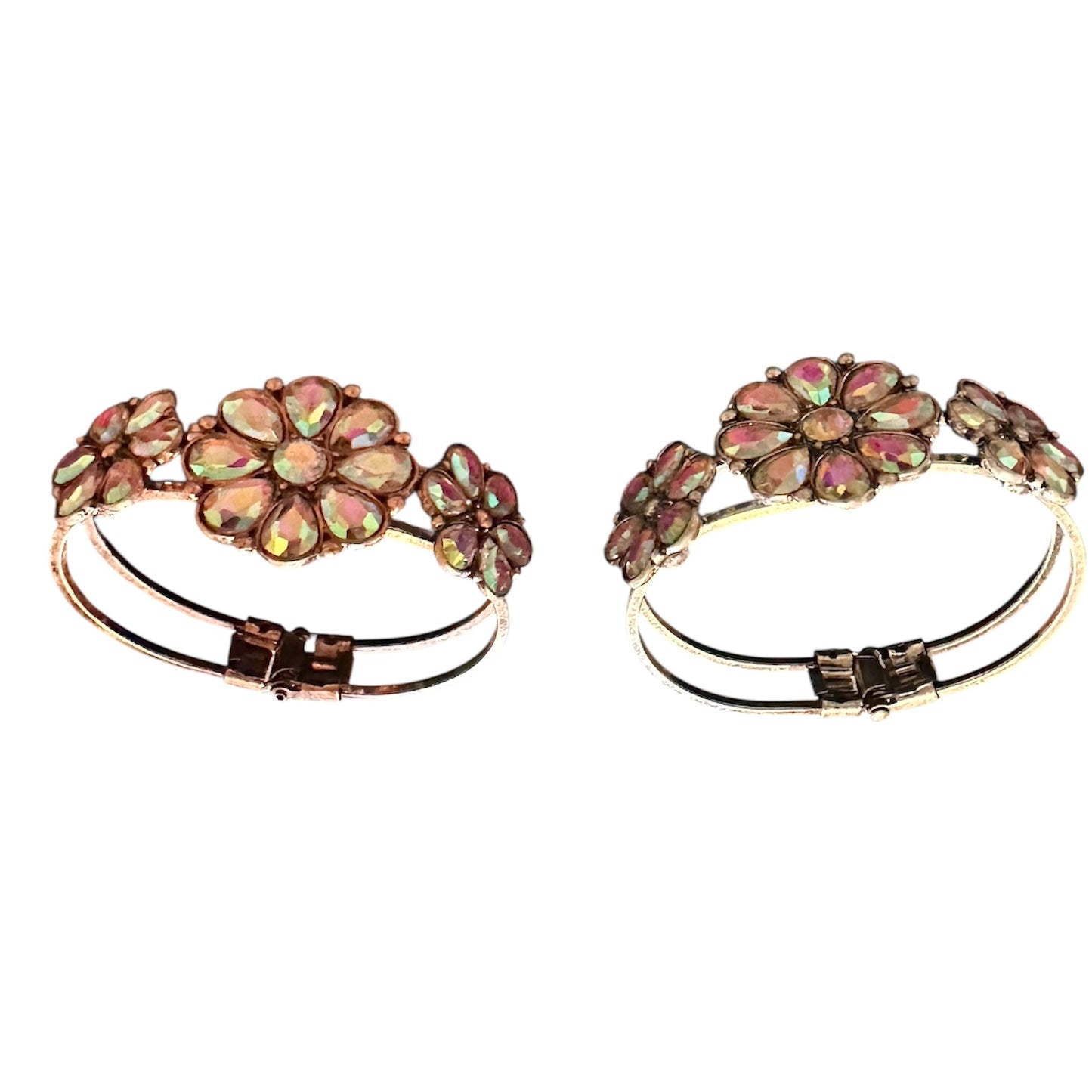 Iridescent Flower Clasp Cuff Bracelet