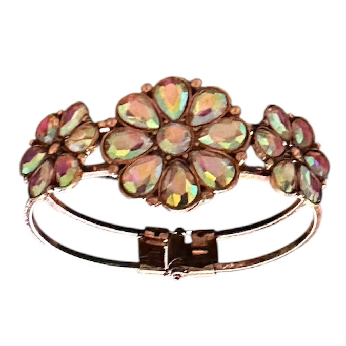 Iridescent Flower Clasp Cuff Bracelet