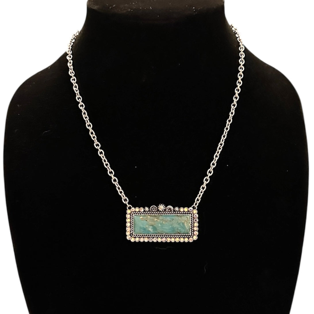 Turquoise and Light Pink Bar Necklace