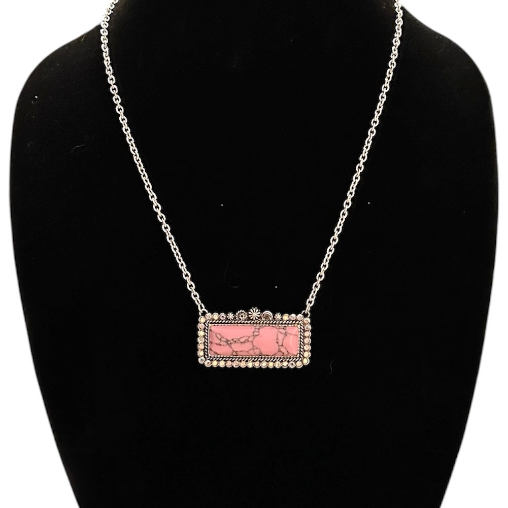 Turquoise and Light Pink Bar Necklace