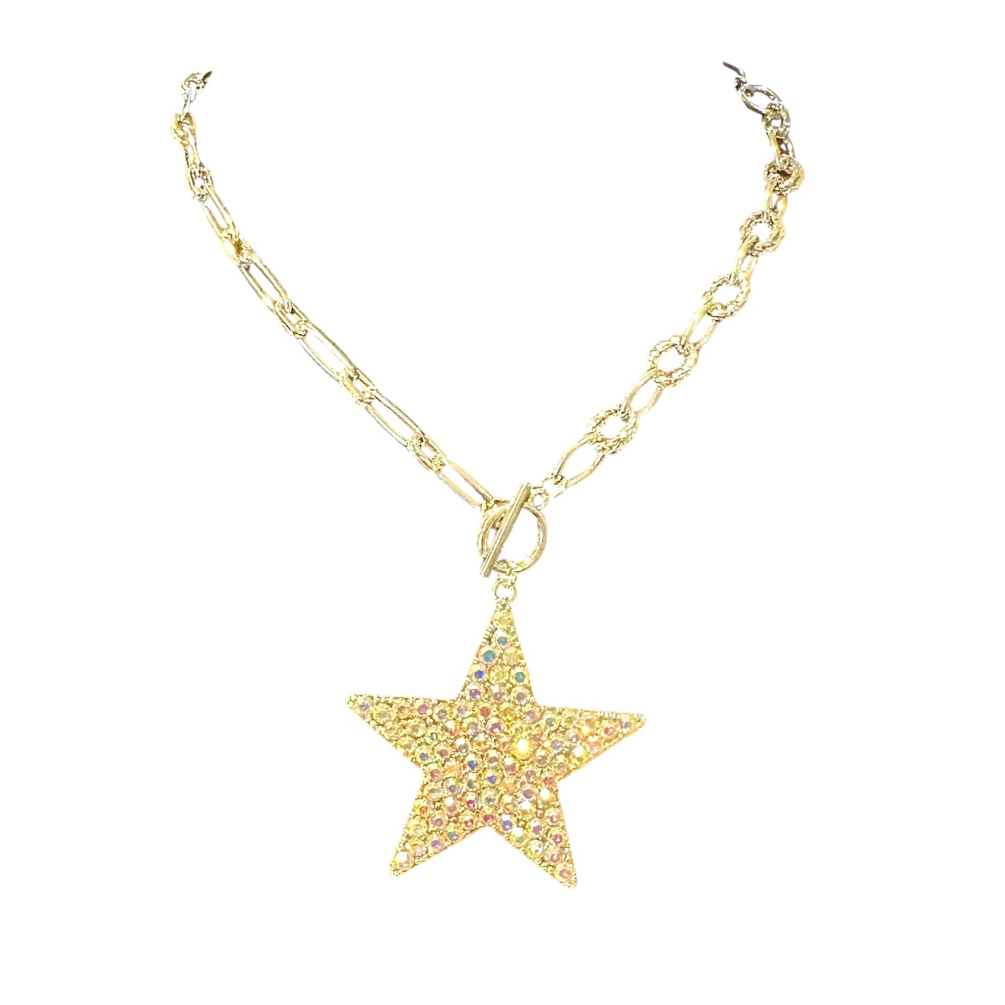 Silver Iridescent Star Necklace