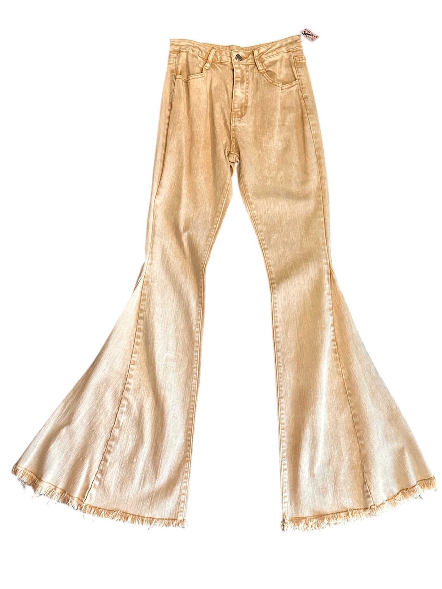 Light Yellow Denim Flared Pants