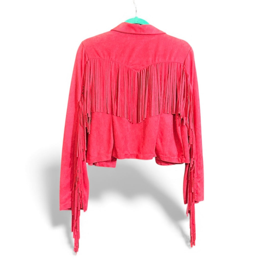 Hot Pink Suede Fringe Jacket