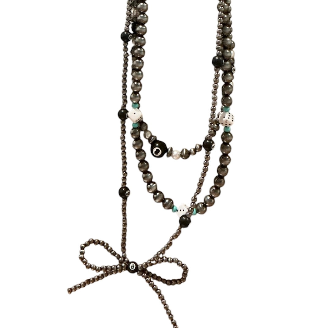 Dice and Black Eight Ball Multi Stand Necklace