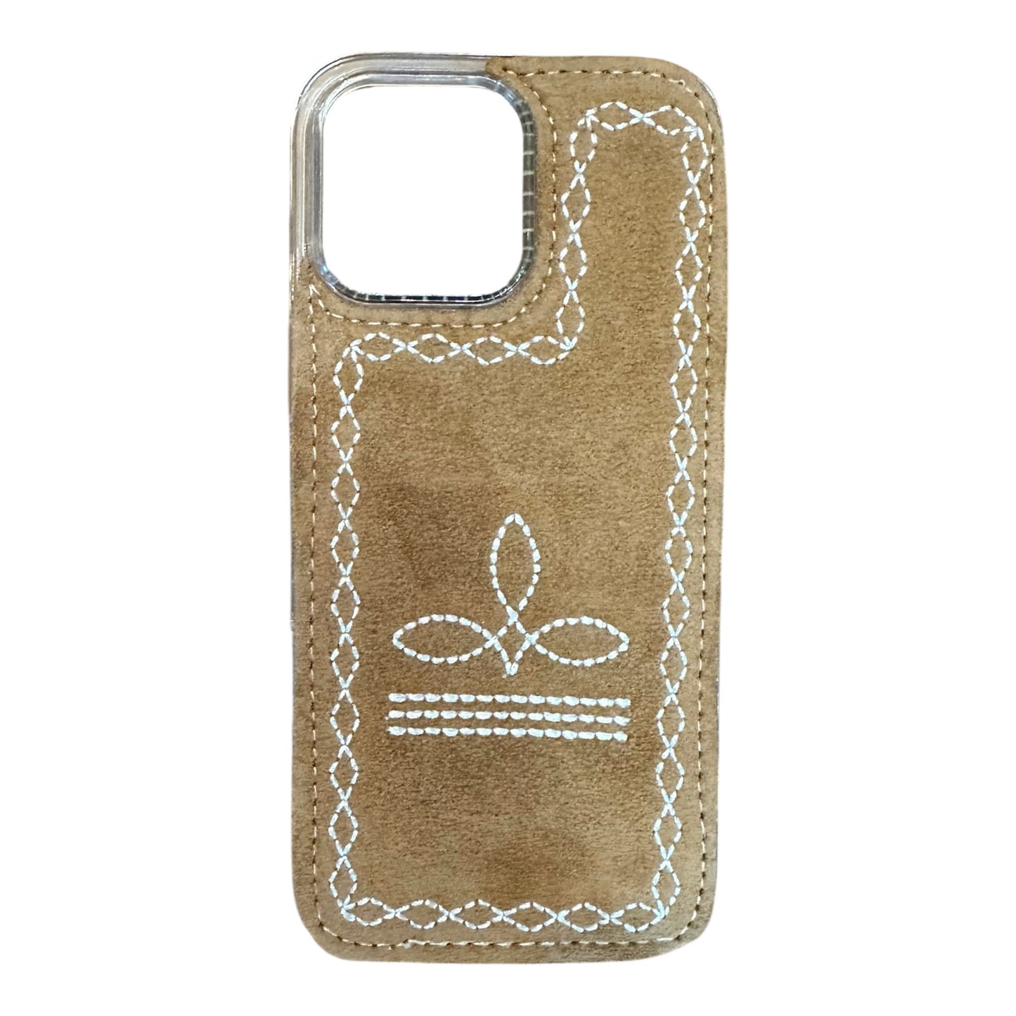 Boot Stitch Suede Leather iPhone 16 Case