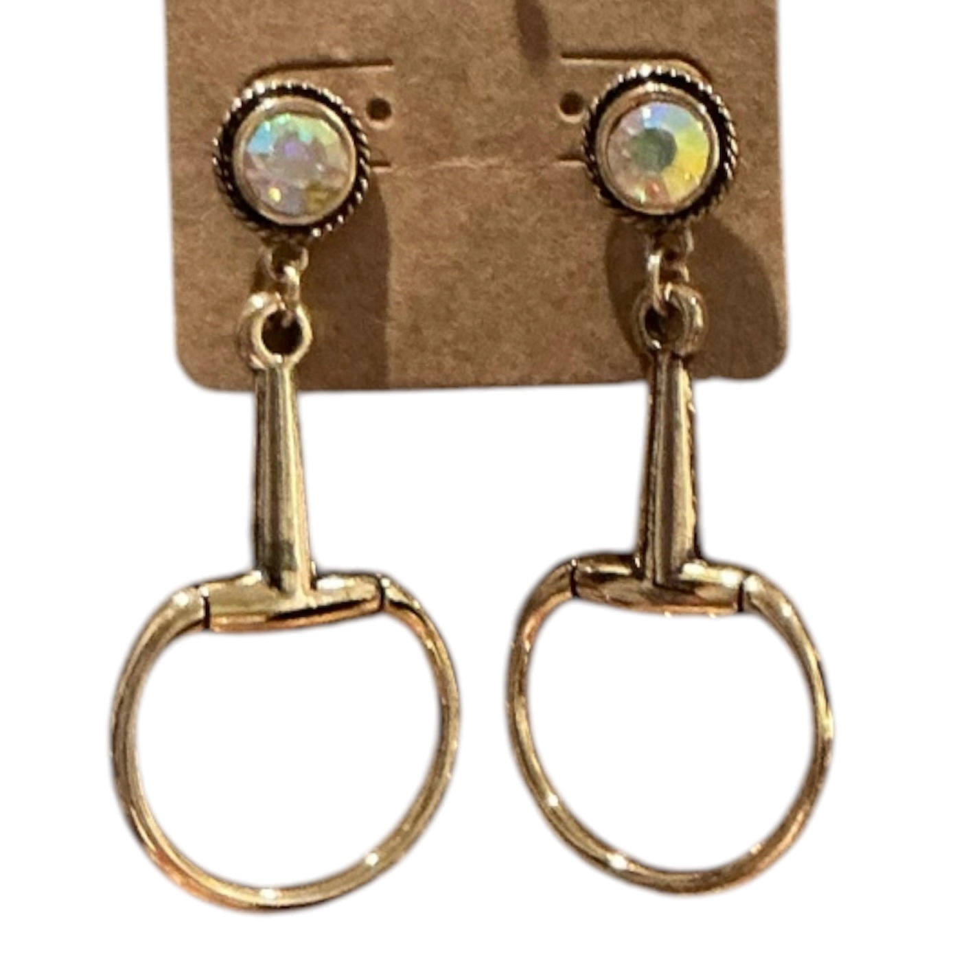 Gold Large Bit Stud Earrings