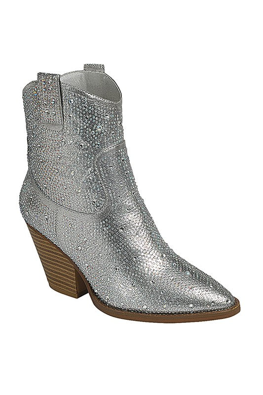 Rhinestone Booties (Purple/Silver)