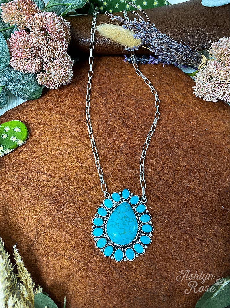 Turquoise Day Squash Blossom Necklace