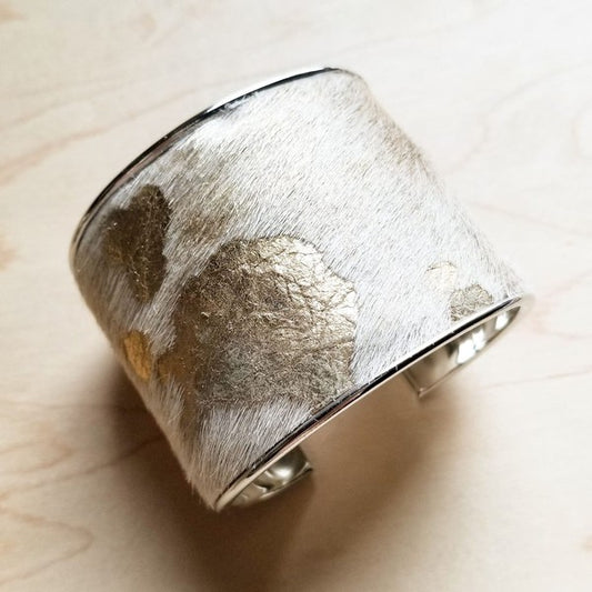 Hair Gold and Cream Metallic Cuff Bangle Bracelet