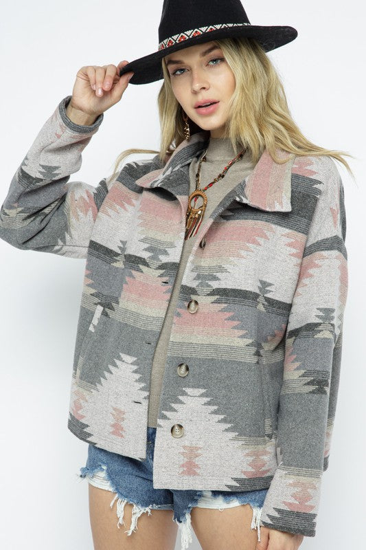 Soft Comfy Lightweight Aztec Pattern Jacket