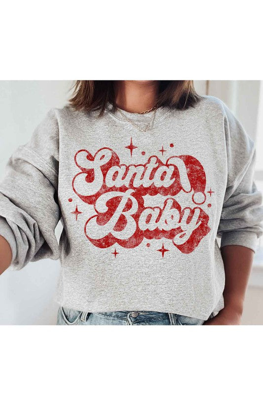 SANTA BABY CHRISTMAS GRAPHIC SWEATSHIRT PLUS SIZE