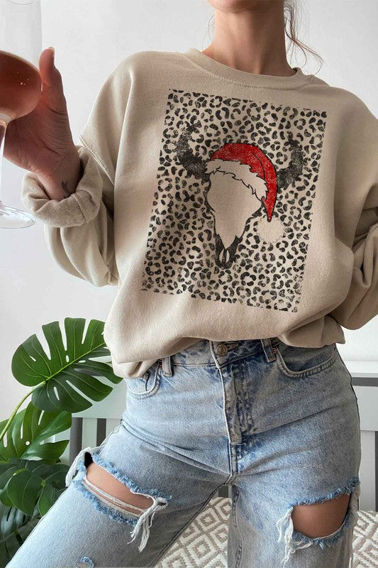 CATTLE CHRISTMAS GRAPHIC SWEATSHIRT PLUS SIZE