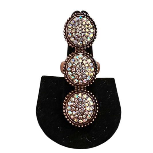 Three Circle Bronze Iridescent Elastic Ring