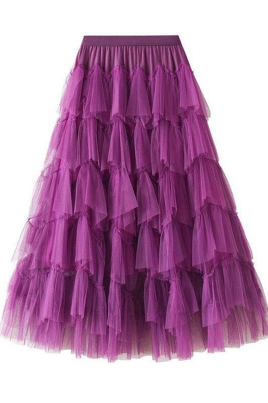 Tiered chiffon midi skirt