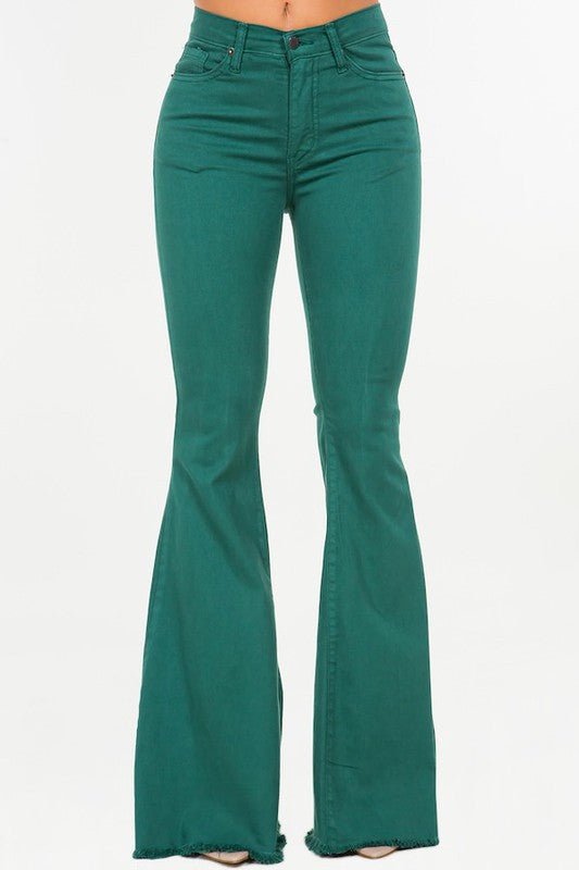 Bell Bottom Jean in Hunter Green - Inseam 34"