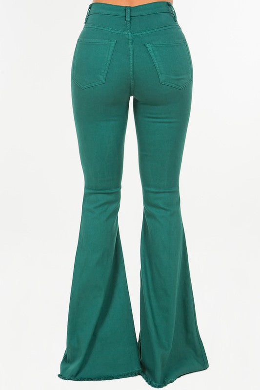 Bell Bottom Jean in Hunter Green - Inseam 34"