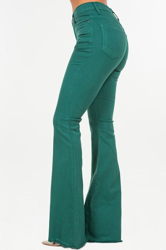 Bell Bottom Jean in Hunter Green - Inseam 34"