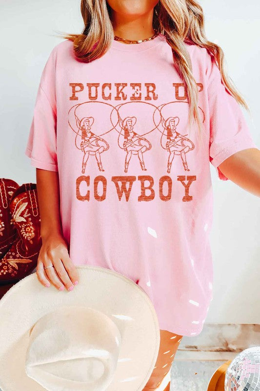 PUCKER UP COWBOY WESTERN COUNTRY GRAPHIC TEE