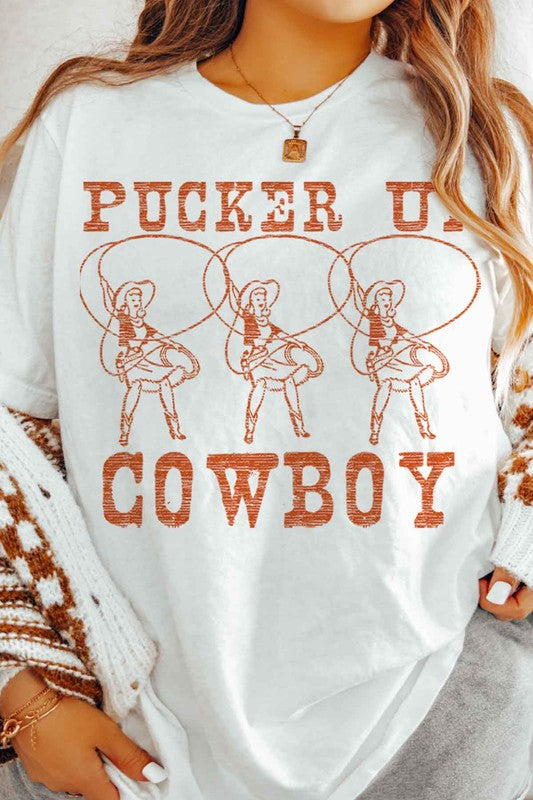 PUCKER UP COWBOY WESTERN COUNTRY GRAPHIC TEE