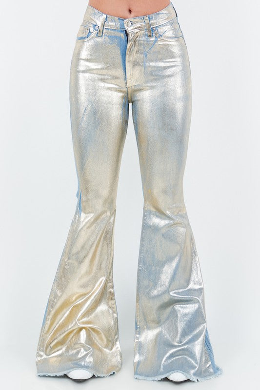 Bell Bottom Jean in Gold Foil - Inseam 34"