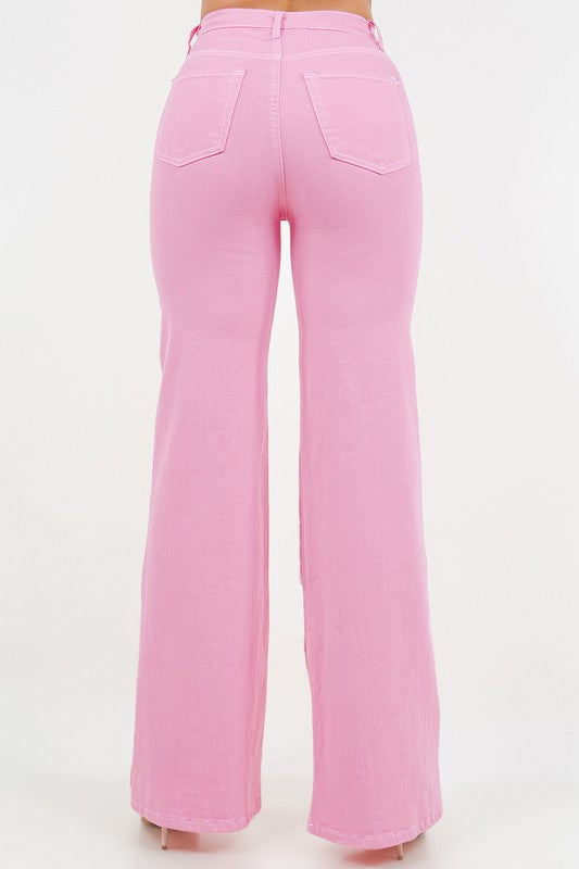 Rodeo Wide Leg Jean in Pink - Inseam 33"