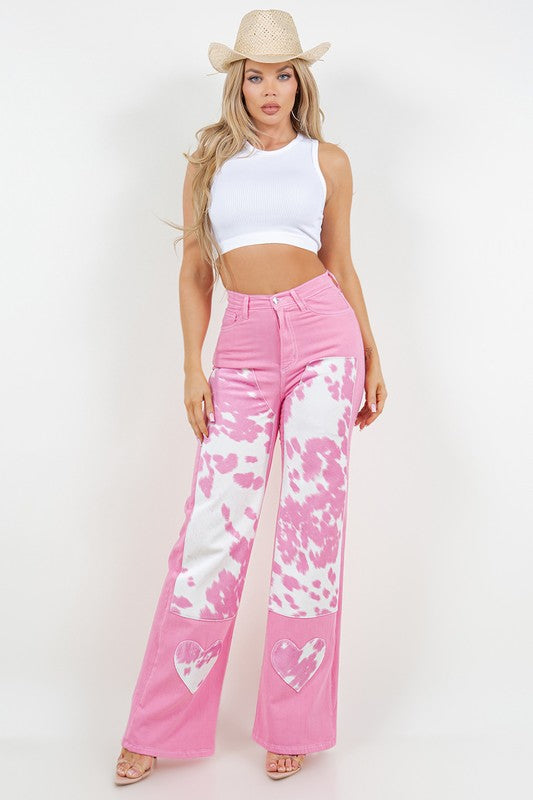 Rodeo Wide Leg Jean in Pink - Inseam 33"