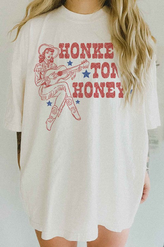 HONKY TONK HONEY WESTERN OVERSIZED TEE