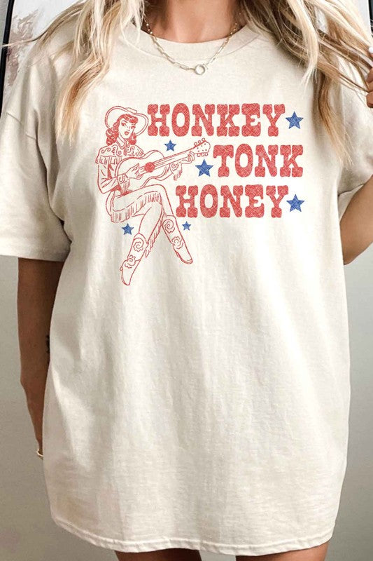 HONKY TONK HONEY WESTERN OVERSIZED TEE