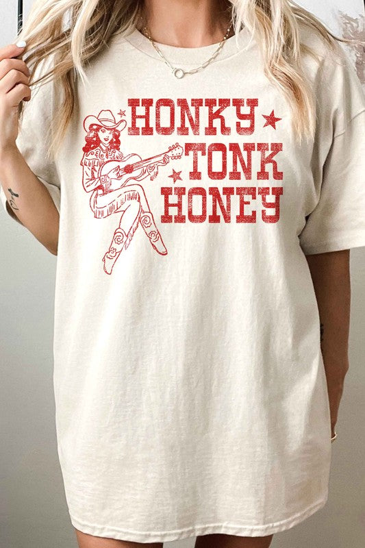 HONKY TONK HONEY WESTERN OVERSIZED TEE