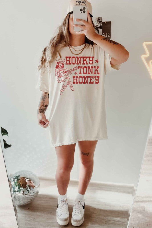 HONKY TONK HONEY WESTERN OVERSIZED TEE