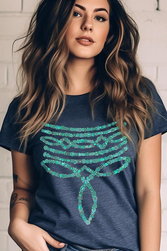 Turquoise Stone Boot Stitch Graphic T Shirts