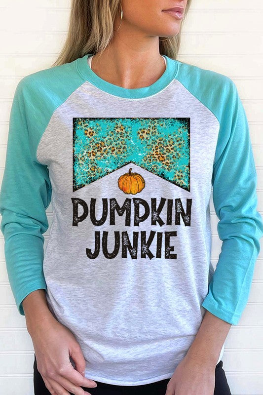 Fall Autumn Pumpkin Junkie Graphic Raglan