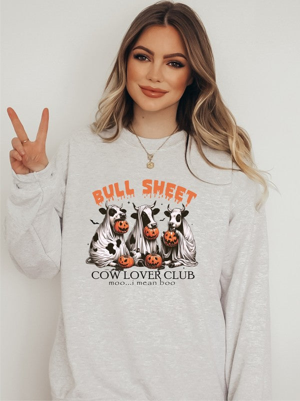 Bull Sheet Cow Lover Graphic Crewneck Sweatshirt