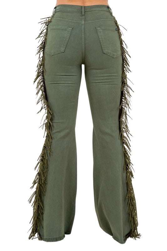 Texas Sun Bell Bottom Jean in Olive - inseam 34"