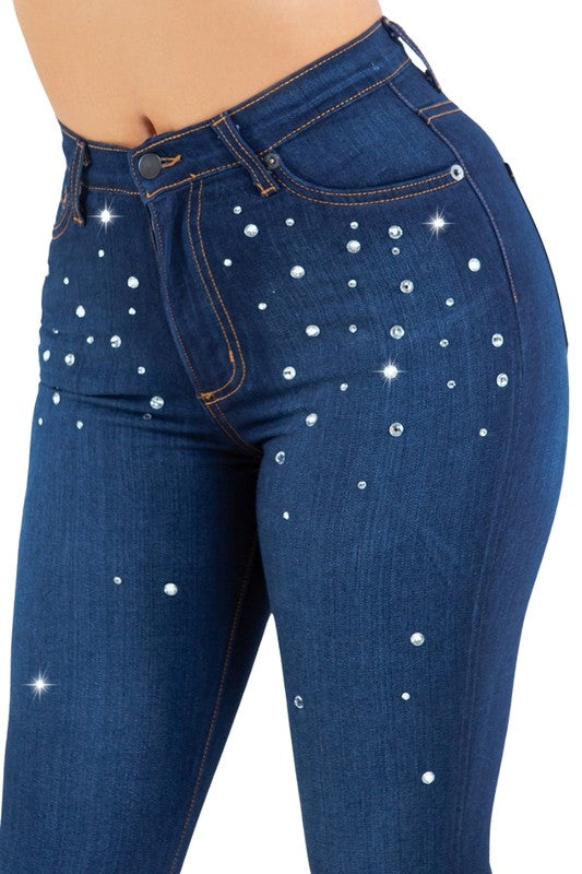 Vegas Glam Bell Bottom Jean in Dark Wash - Inseam 34