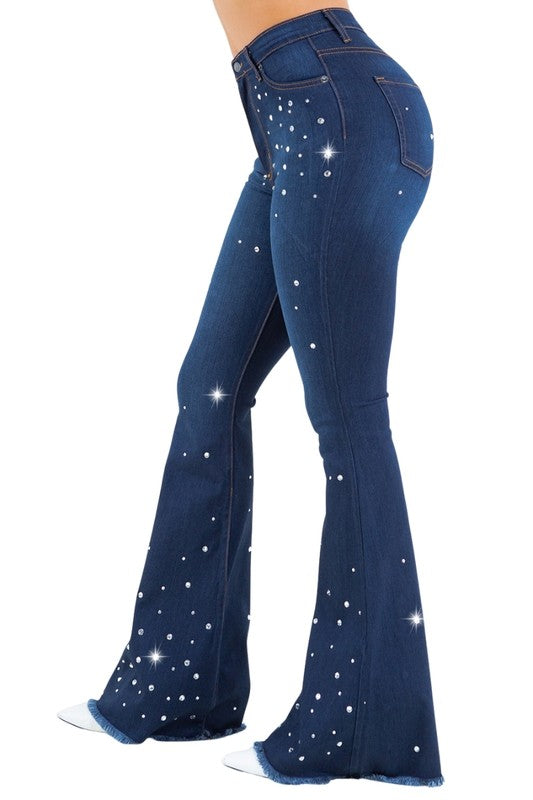 Vegas Glam Bell Bottom Jean in Dark Wash - Inseam 34