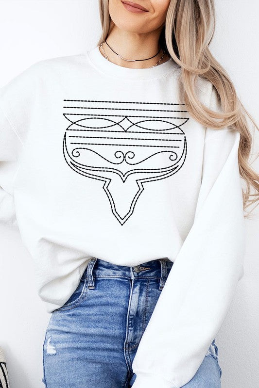 Western Boot Stitch Graphic Fleece Sweatshirts