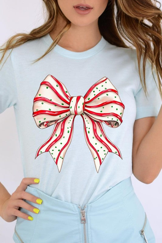 Christmas Tree Cake Bow Graphic Tee