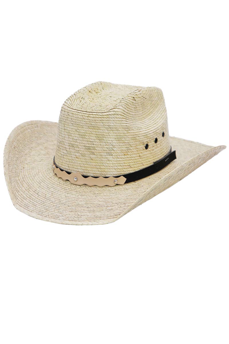 Kids Biggs Crown Palm Leaf Straw Cowboy Hat