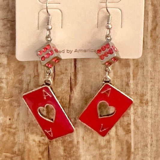 Dice and Playing Card Earrings