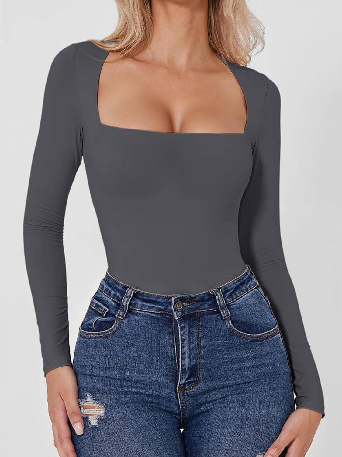 Square Neck Long Sleeve Bodysuit