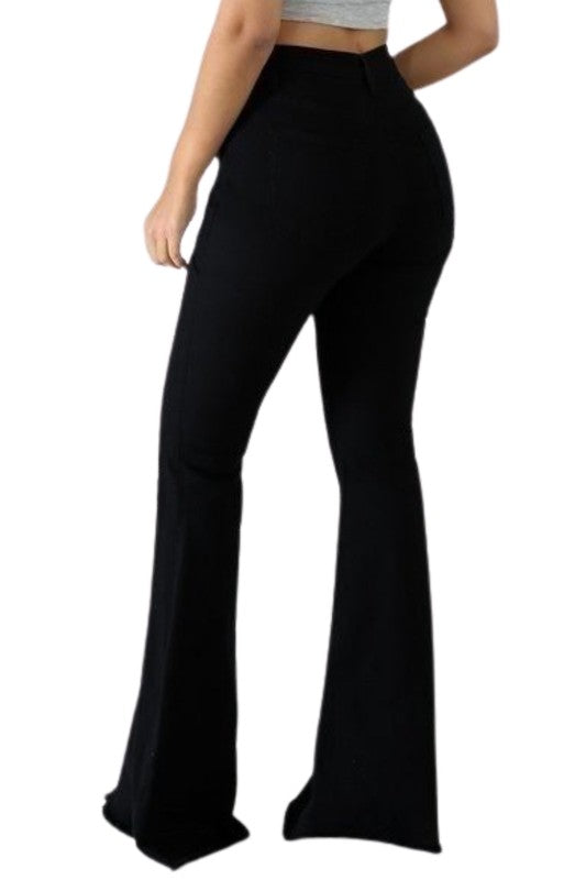 Vegas Glam Bel Bottom Jean in Black- inseam 30"