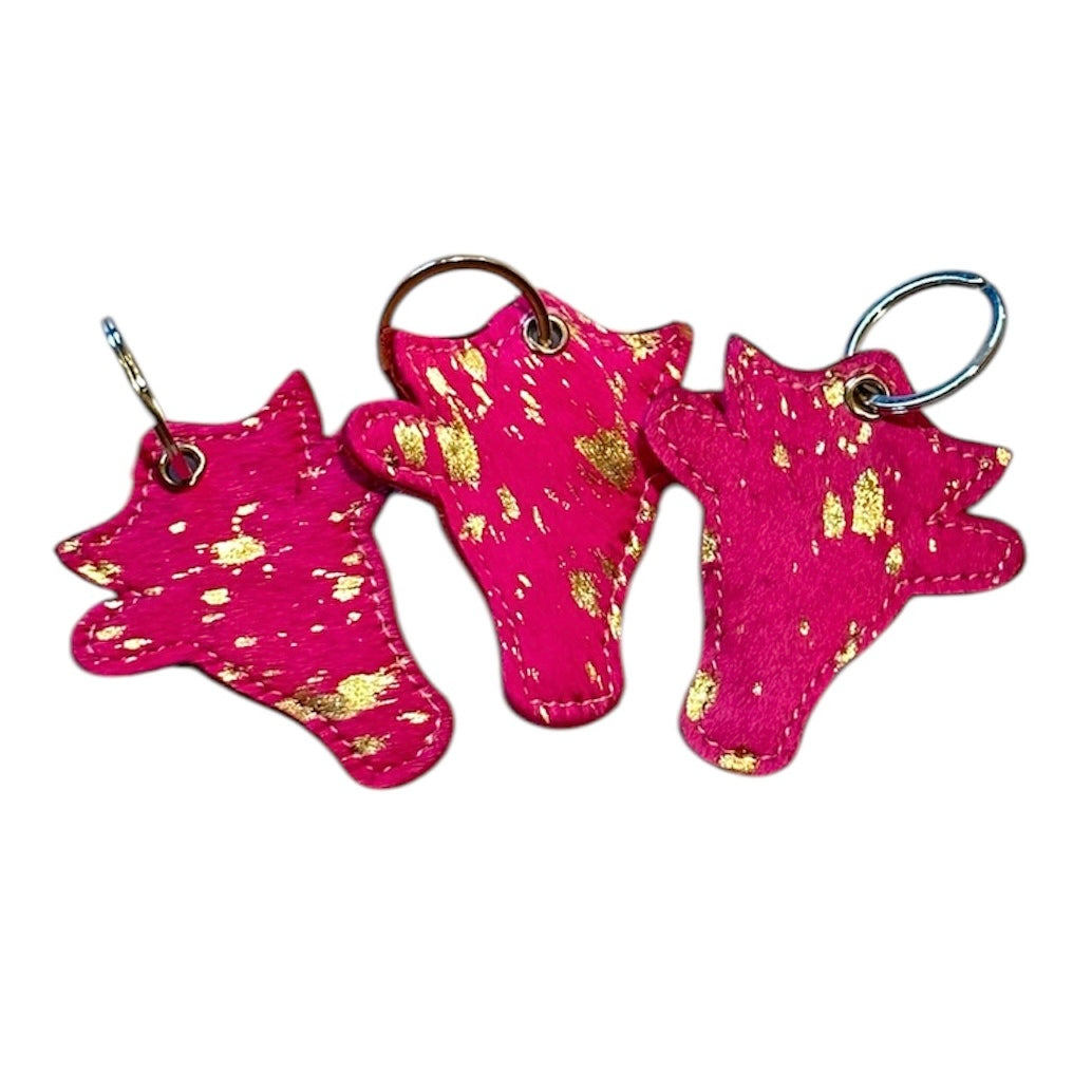 Cow Head Key Chain - Hot Pink