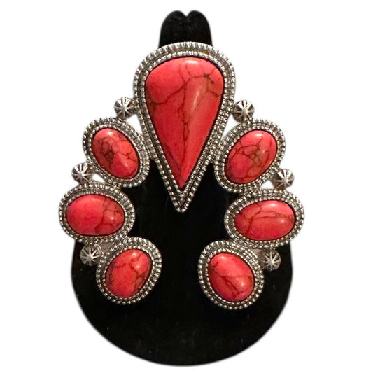 Extra Large Red Squash Blossom Elastic Ring