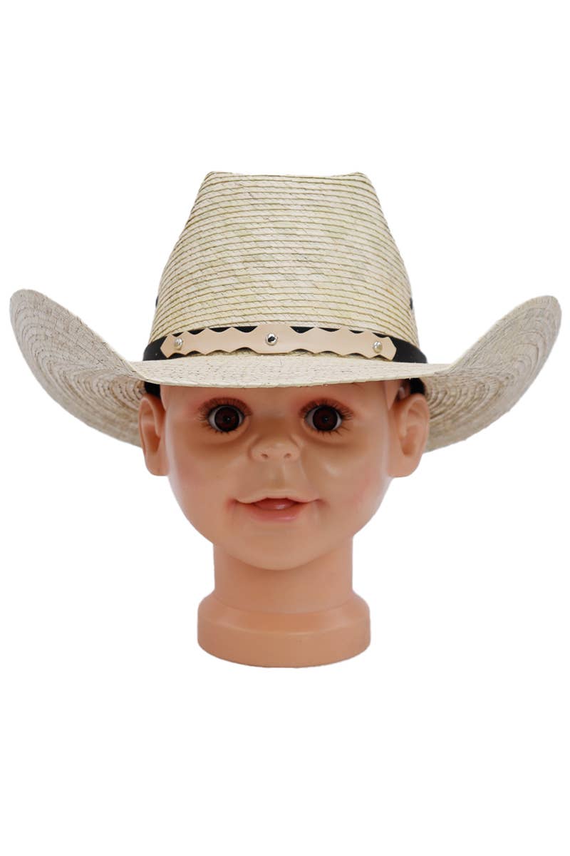 Kids Biggs Crown Palm Leaf Straw Cowboy Hat