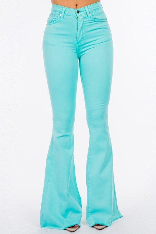 Bell Bottom Jean in Turquoise - Inseam 34"