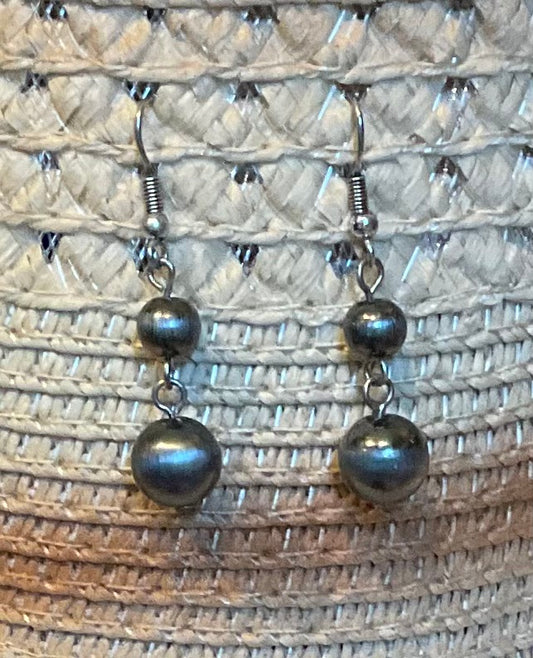 Navajo Pearl Silver Drop Earrings