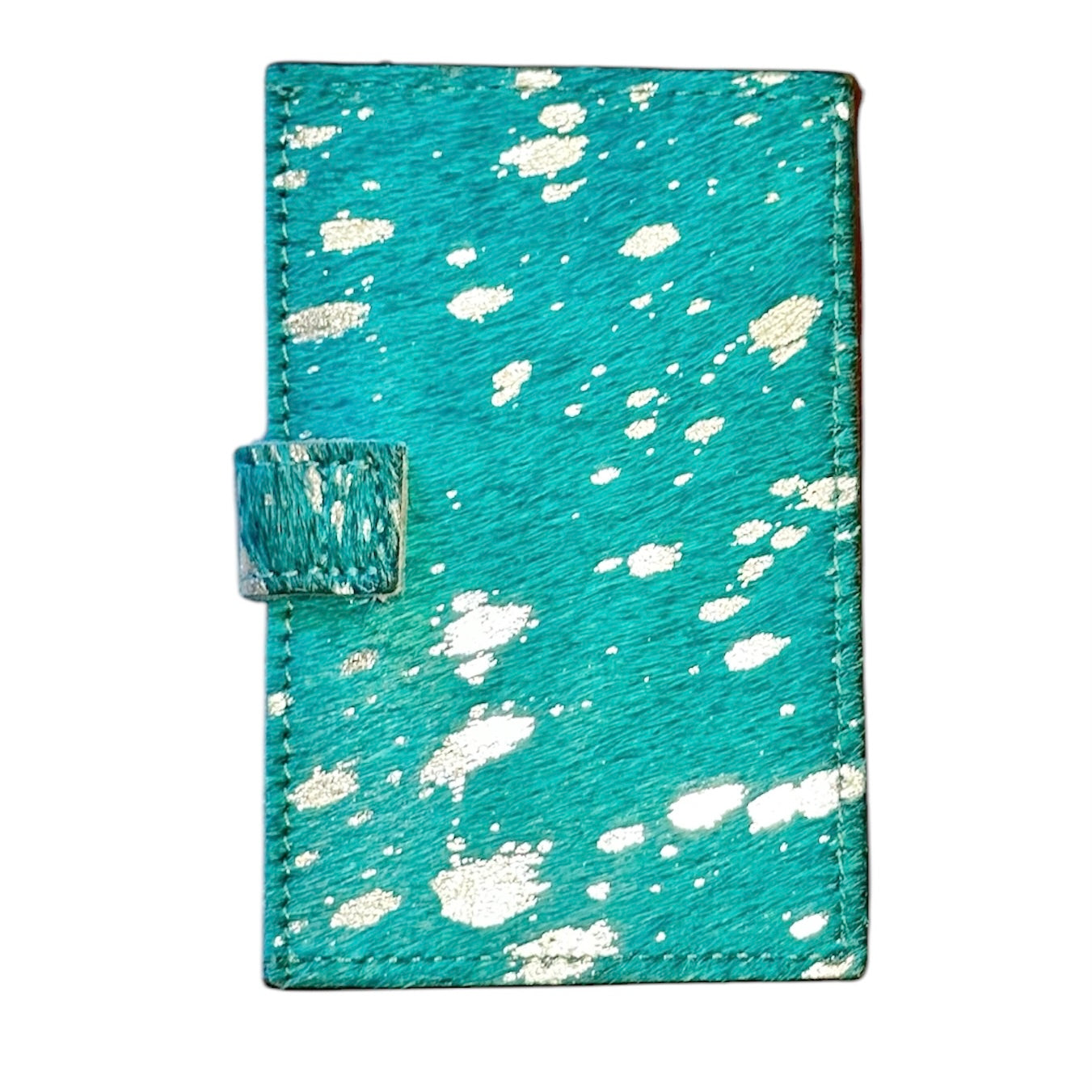 Silver Acid Turquoise Cowhide Credit Card Wallet